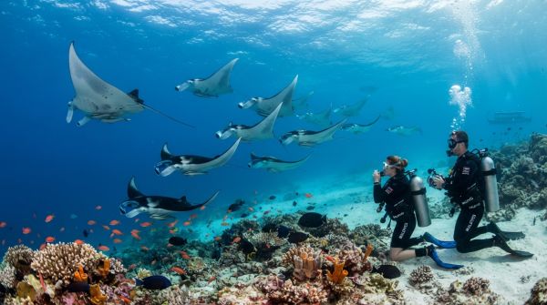 Quels sont les meilleurs spots pour une plongée sous-marine avec les raies manta aux Maldives?